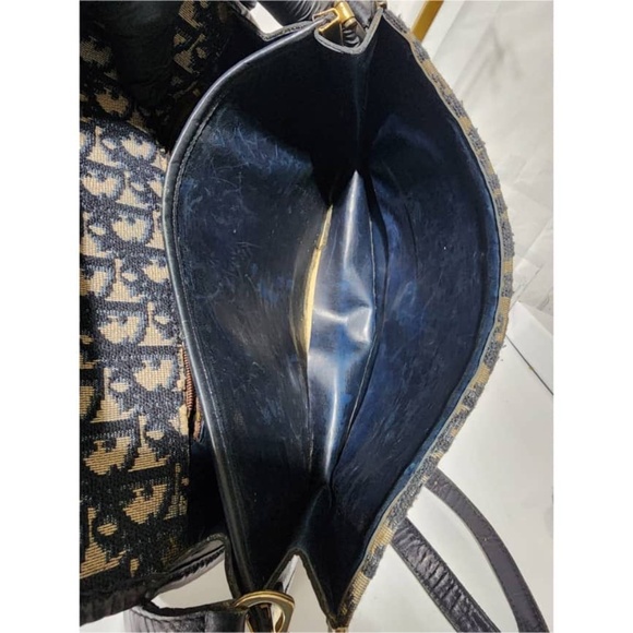 Authentic CHRISTIAN DIOR Vintage Trotter Jacquard Shoulder Bag Black/Beige - Picture 14 of 16